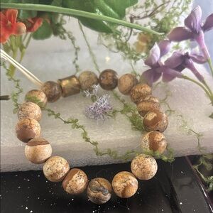 Natural Picture Jasper 10mm Beaded Stretch Bracelet -